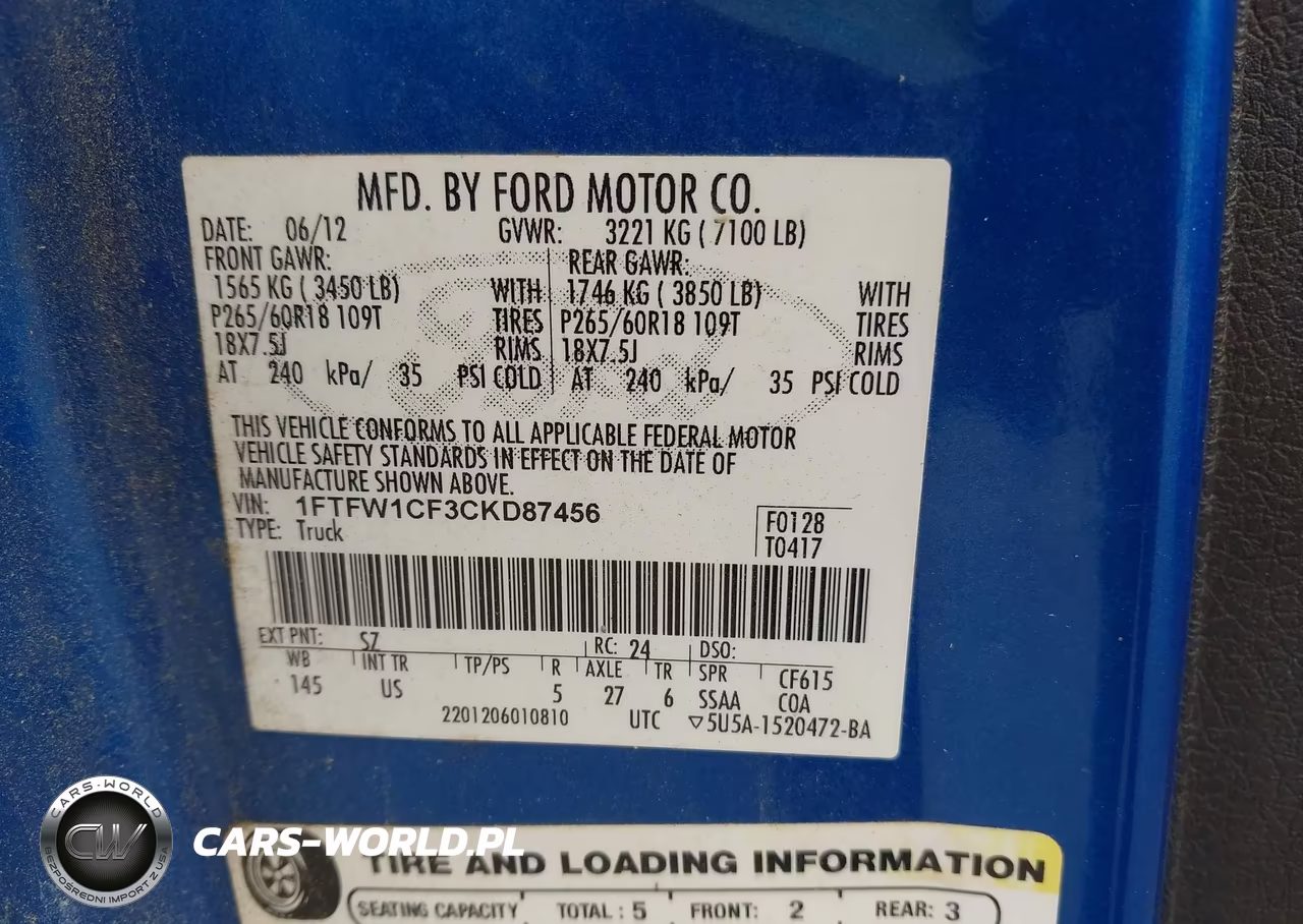 2012 Ford F-150 Xlt VIN:1FTFW1CF3CKD87456 - 9