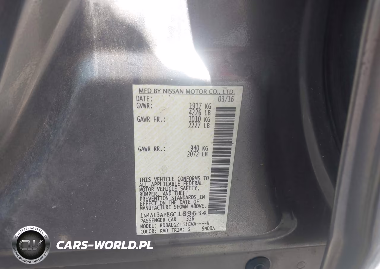 2016 Nissan Altima 2.5 S VIN:1N4AL3AP8GC189634 - 9