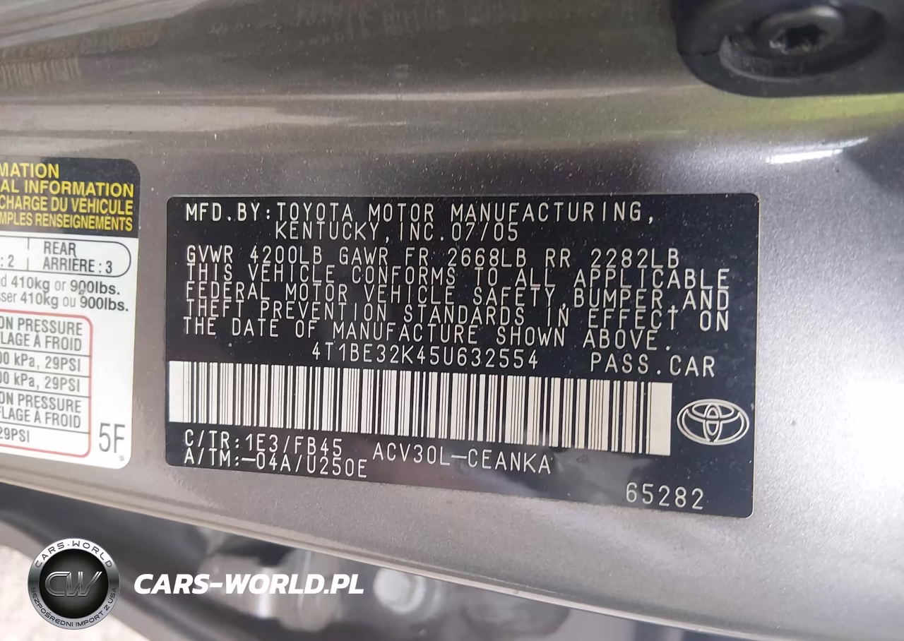 2005 Toyota Camry Le VIN:4T1BE32K45U632554 - 9