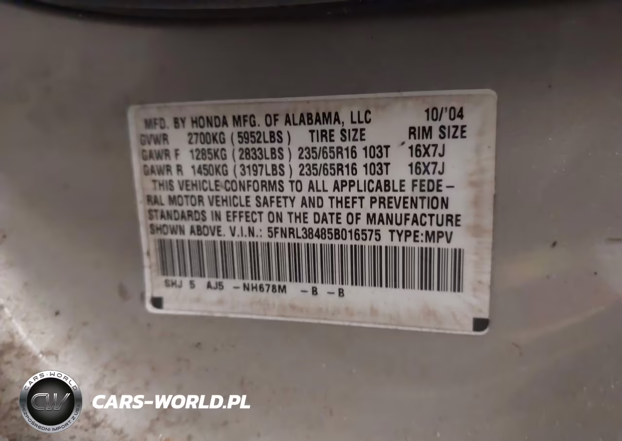2005 Honda Odyssey Ex VIN:5FNRL38485B016575 - 9