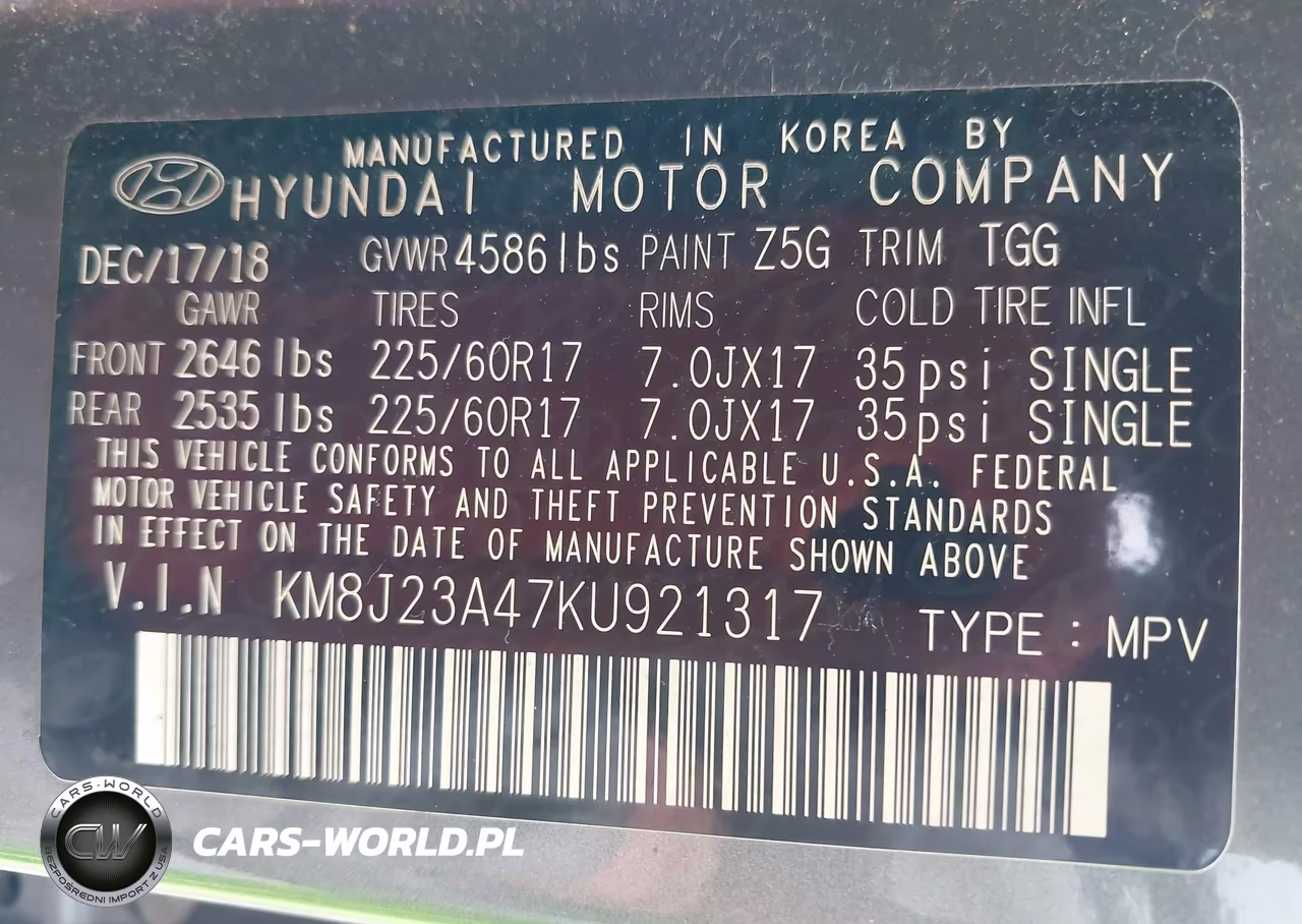 2019 Hyundai Tucson Se VIN:KM8J23A47KU921317 - 9