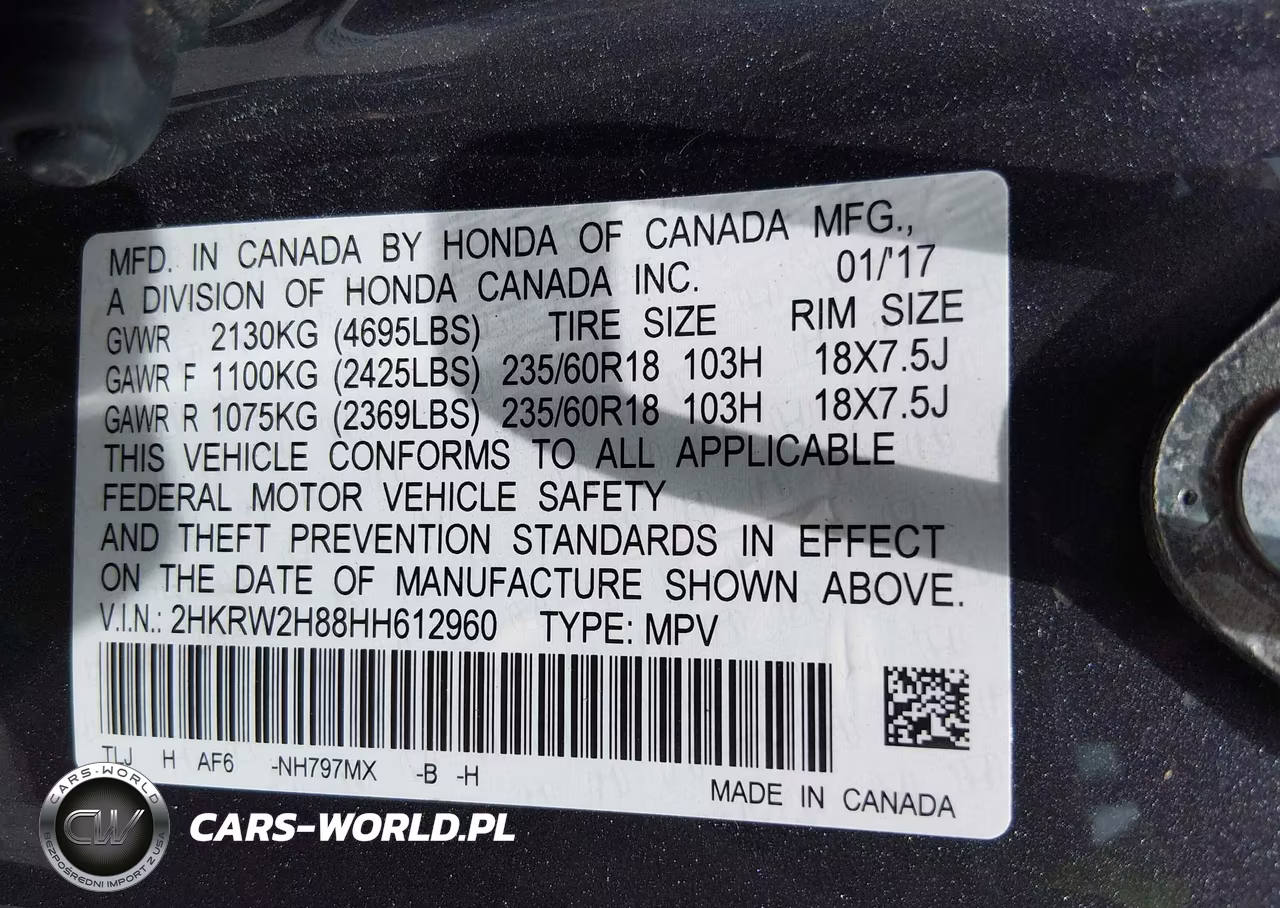 2017 Honda Cr-V Ex-L-Ex-L Navi VIN:2HKRW2H88HH612960 - 9
