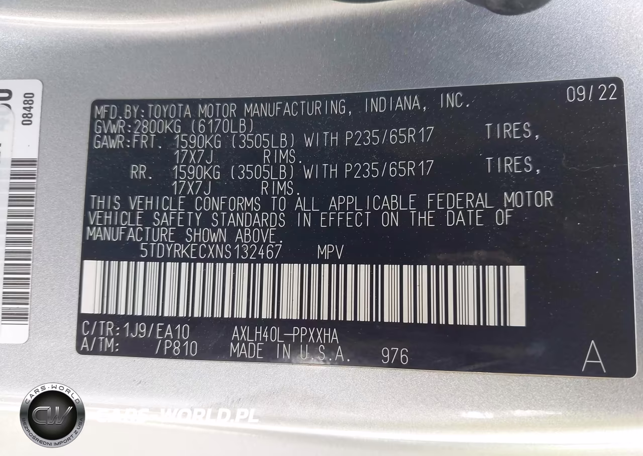 2022 Toyota Sienna Xle VIN:5TDYRKECXNS132467 - 9