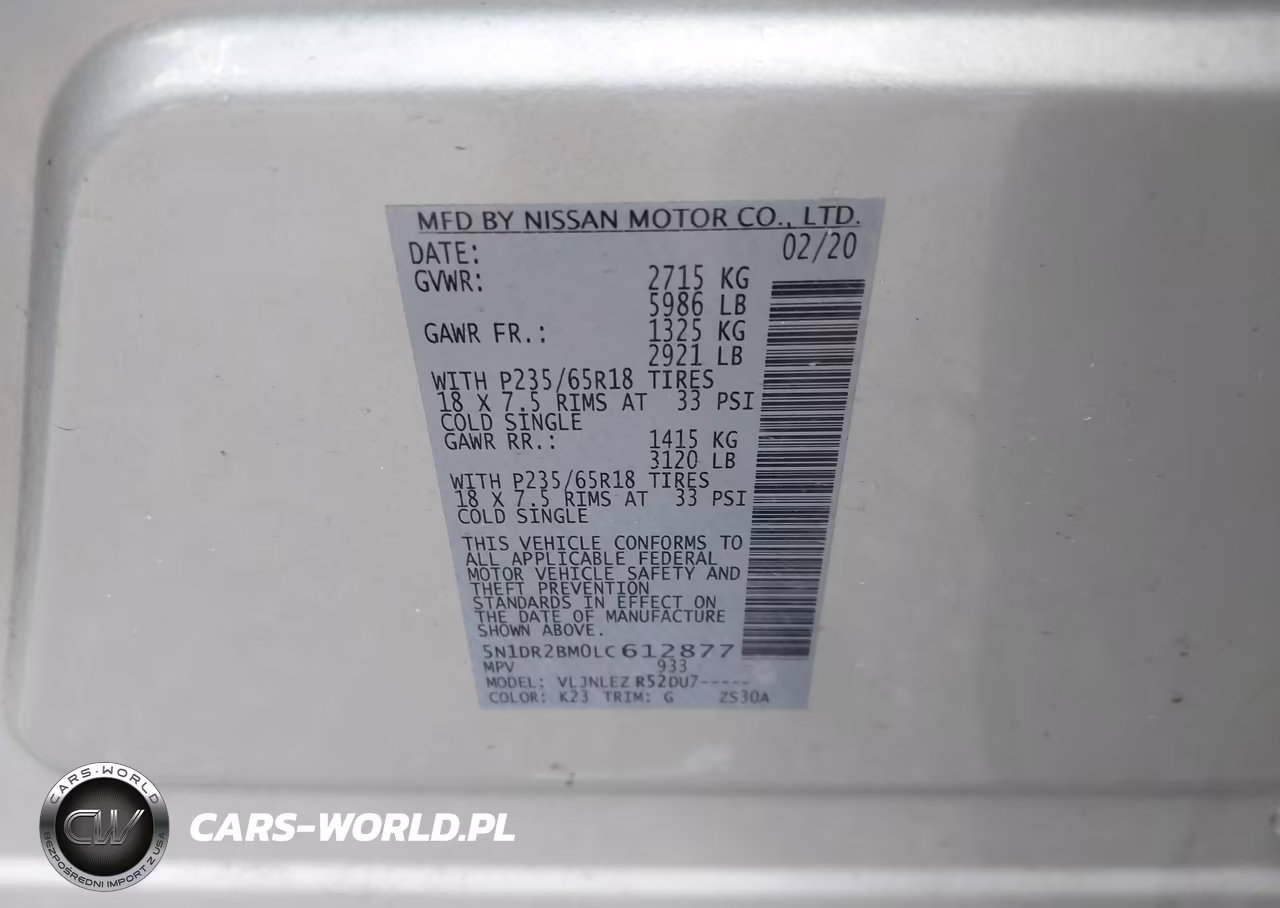 2020 Nissan Pathfinder Sv 4Wd VIN:5N1DR2BM0LC612877 - 9