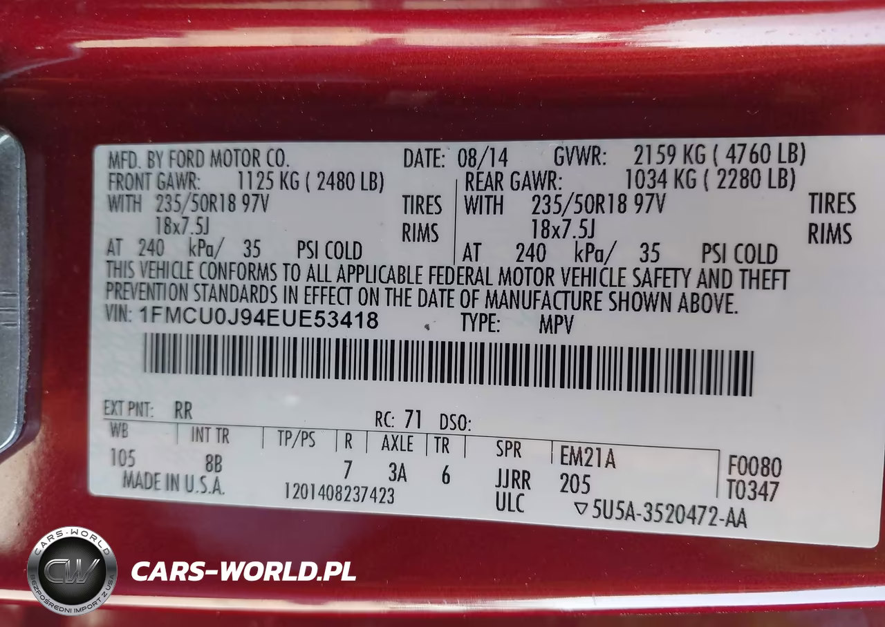 2014 Ford Escape Titanium VIN:1FMCU0J94EUE53418 - 9
