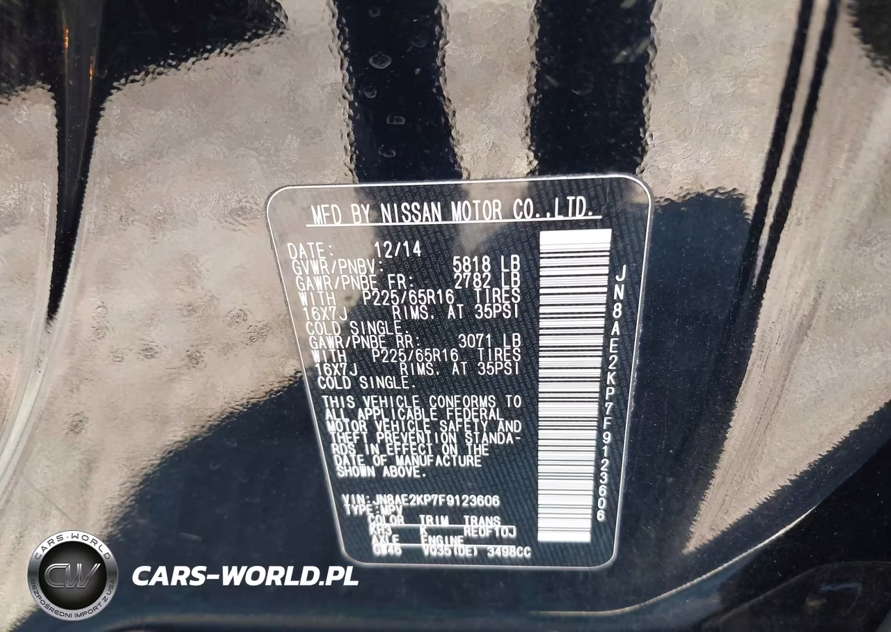 2015 Nissan Quest Sv VIN:JN8AE2KP7F9123606 - 9