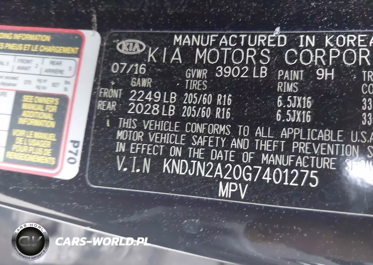 2016 Kia Soul VIN:KNDJN2A20G7401275 - 9