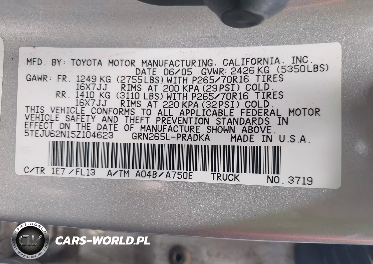 2005 Toyota Tacoma Prerunner V6 VIN:5TEJU62N15Z104623 - 9
