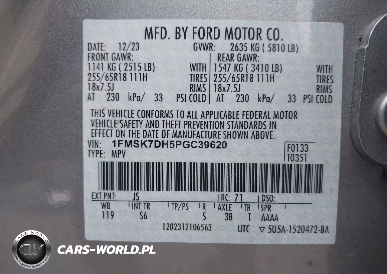 2023 Ford Explorer Xlt VIN:1FMSK7DH5PGC39620 - 9