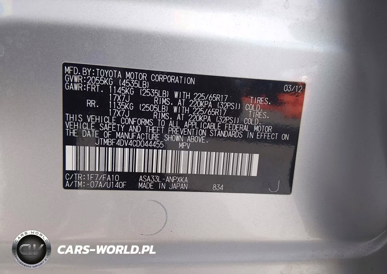 2012 Toyota Rav4 VIN:JTMBF4DV4CD044455 - 9