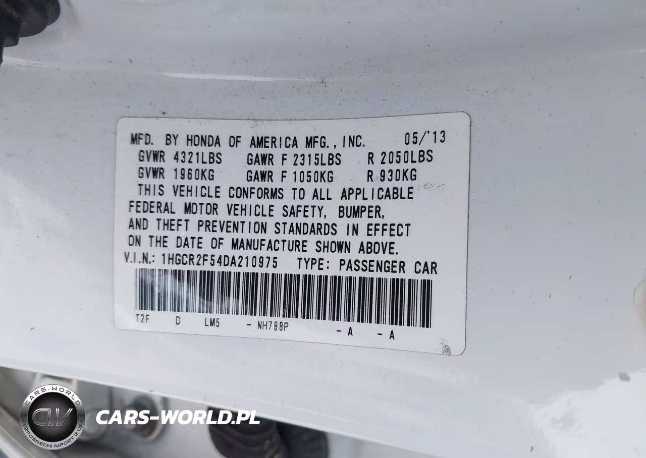 2013 Honda Accord Sport VIN:1HGCR2F54DA210975 - 9