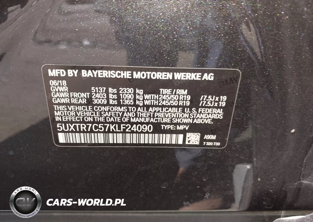 2019 BMW X3 Sdrive30I VIN:5UXTR7C57KLF24090 - 9
