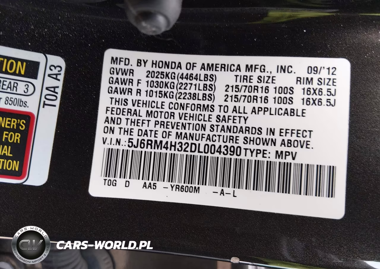 2013 Honda Cr-V Lx VIN:5J6RM4H32DL004390 - 9