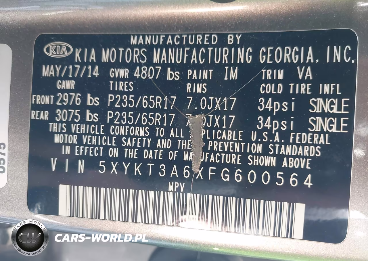 2015 Kia Sorento Lx VIN:5XYKT3A6XFG600564 - 9