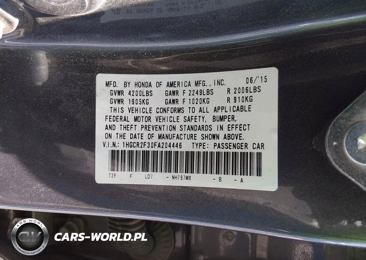 2015 Honda Accord Lx VIN:1HGCR2F30FA204446 - 9