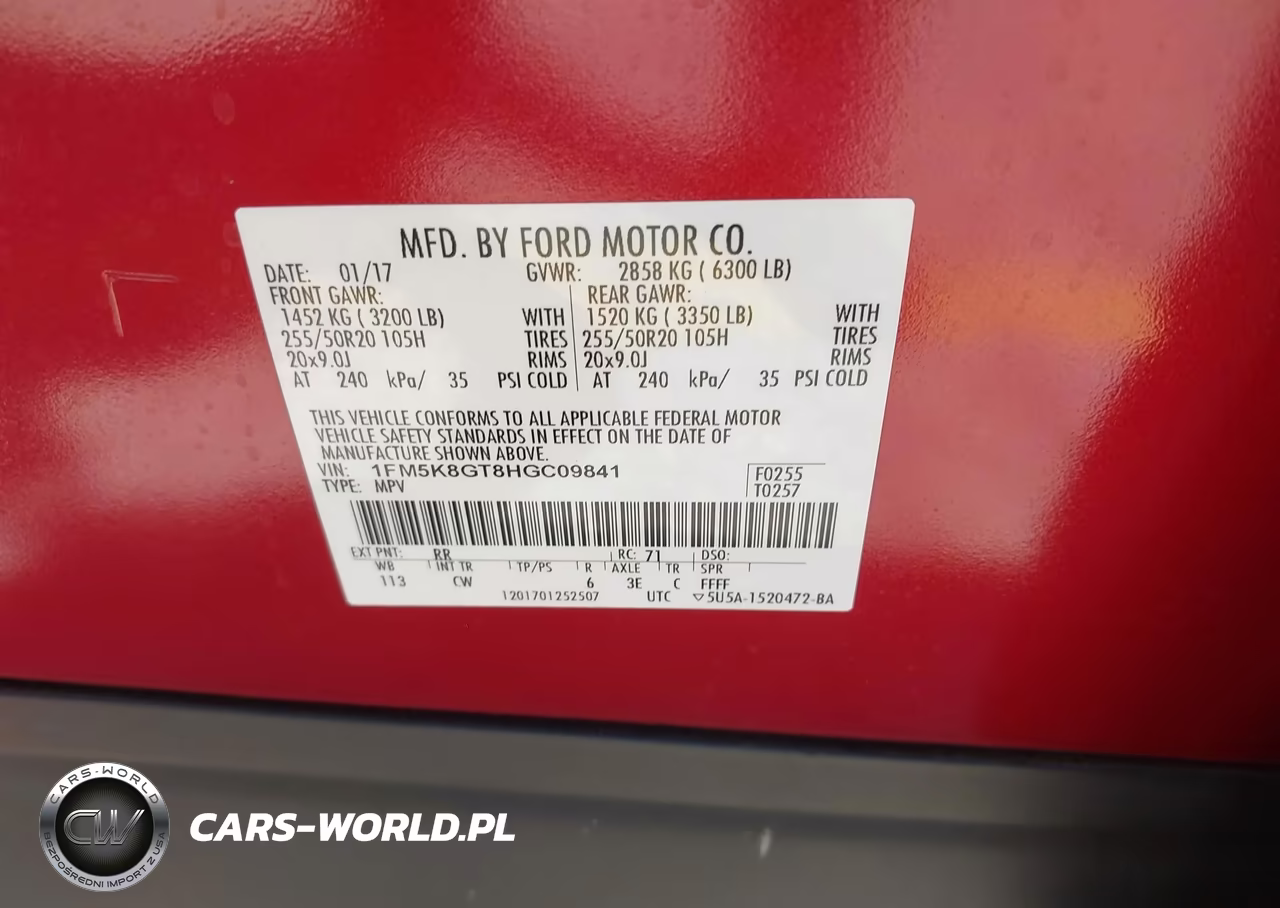 2017 Ford Explorer Sport VIN:1FM5K8GT8HGC09841 - 9