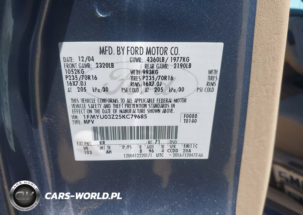 2005 Ford Escape Xlt VIN:1FMYU03Z25KC79685 - 9