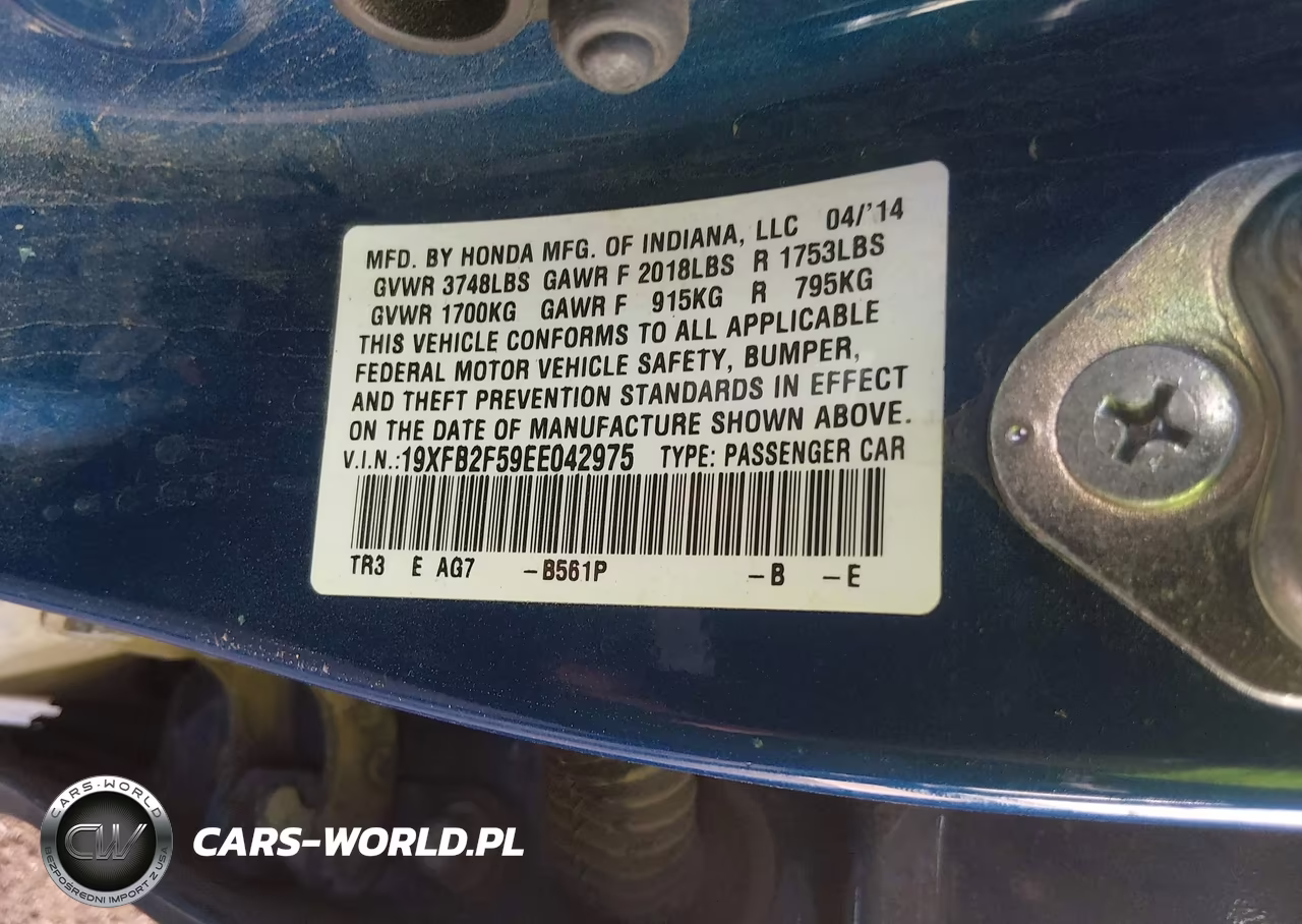 2014 Honda Civic Lx VIN:19XFB2F59EE042975 - 9