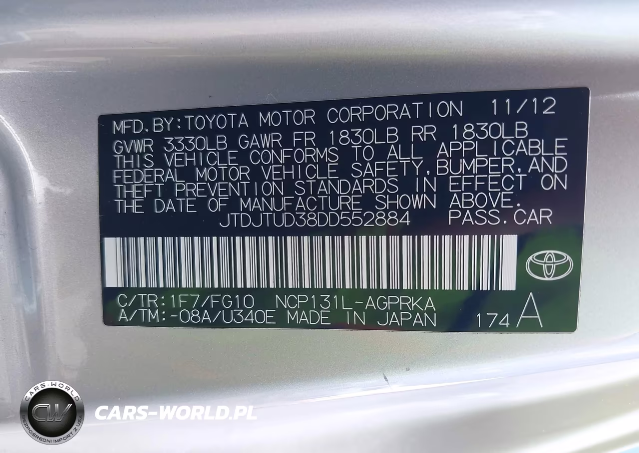 2013 Toyota Yaris Le VIN:JTDJTUD38DD552884 - 9