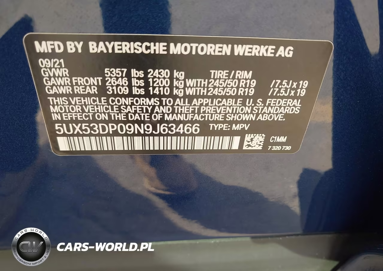 2022 BMW X3 xDrive30I VIN:5UX53DP09N9J63466 - 9
