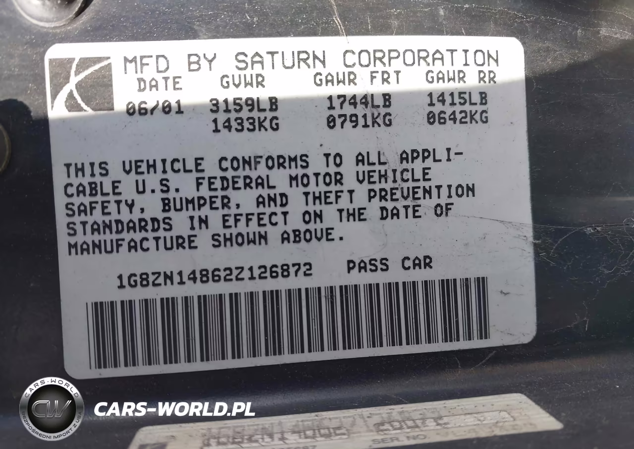 2002 Saturn S-Series Sc1 VIN:1G8ZN14862Z126872 - 9