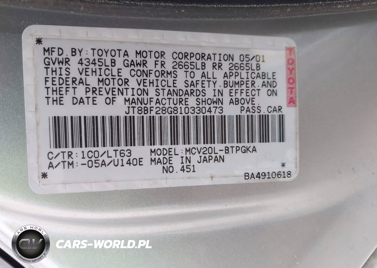 2001 Lexus Es 300 VIN:JT8BF28G810330473 - 9