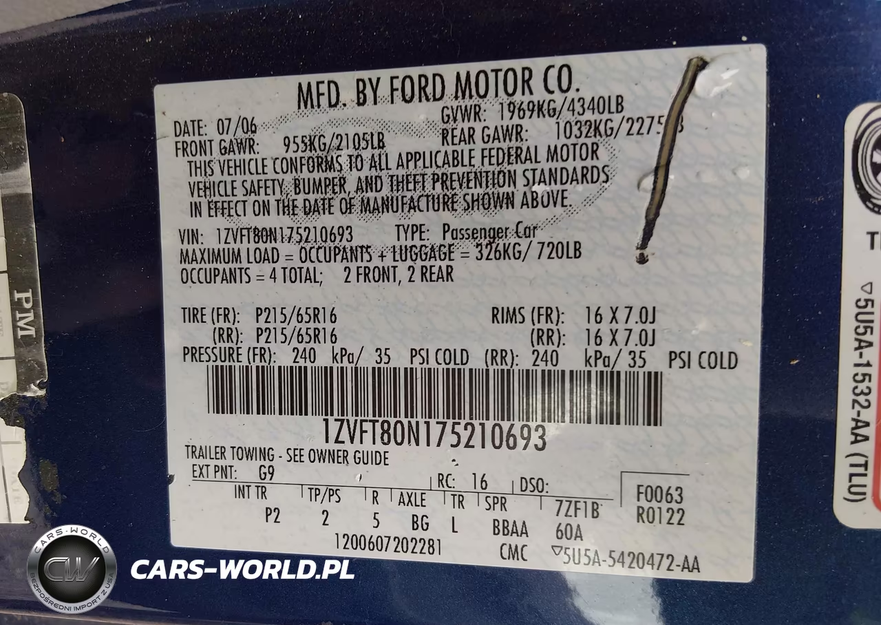 2007 Ford Mustang V6 Deluxe-V6 Premium VIN:1ZVFT80N175210693 - 9