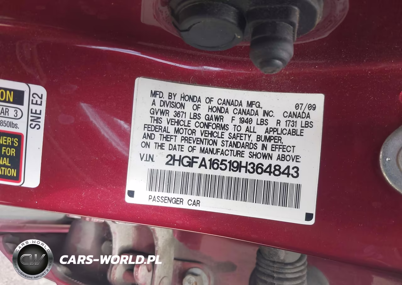 2009 Honda Civic Lx VIN:2HGFA16519H364843 - 9