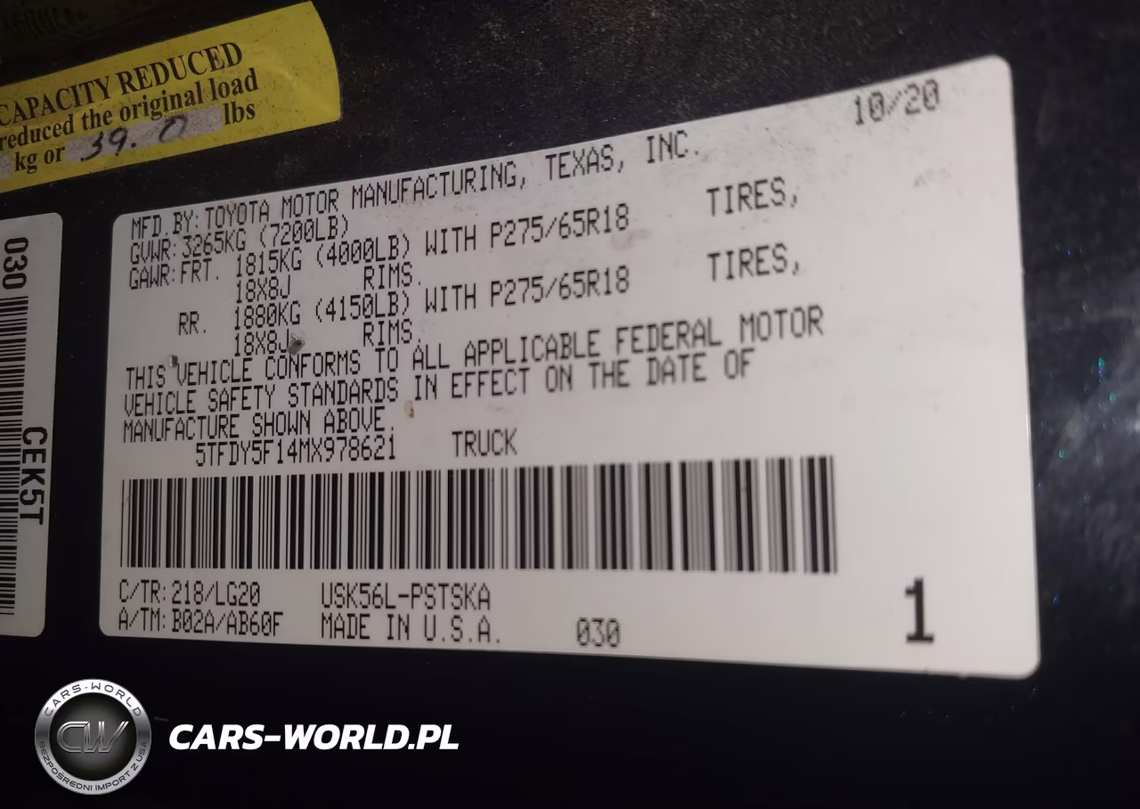 2021 Toyota Tundra Sr5 VIN:5TFDY5F14MX978621 - 9