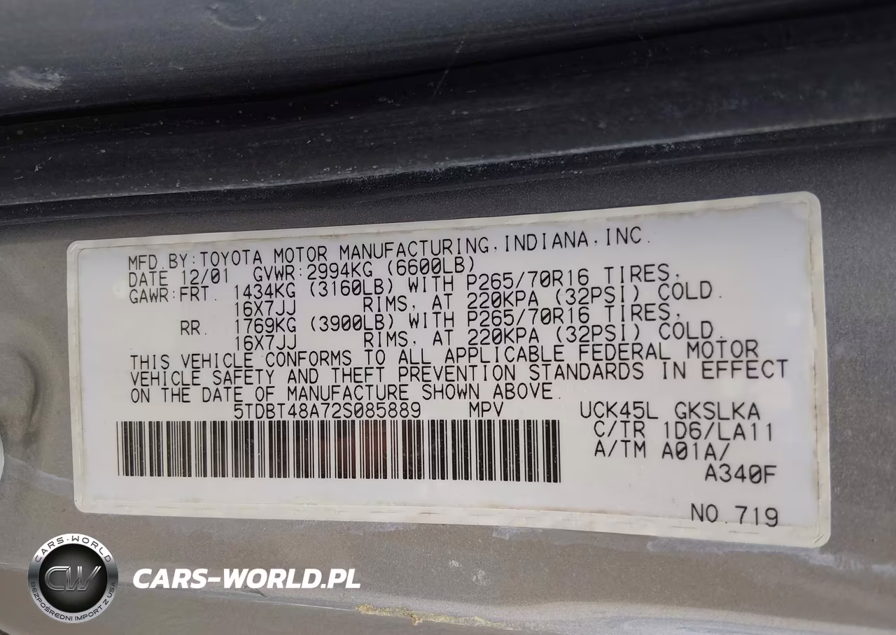 2002 Toyota Sequoia Limited V8 VIN:5TDBT48A72S085889 - 9
