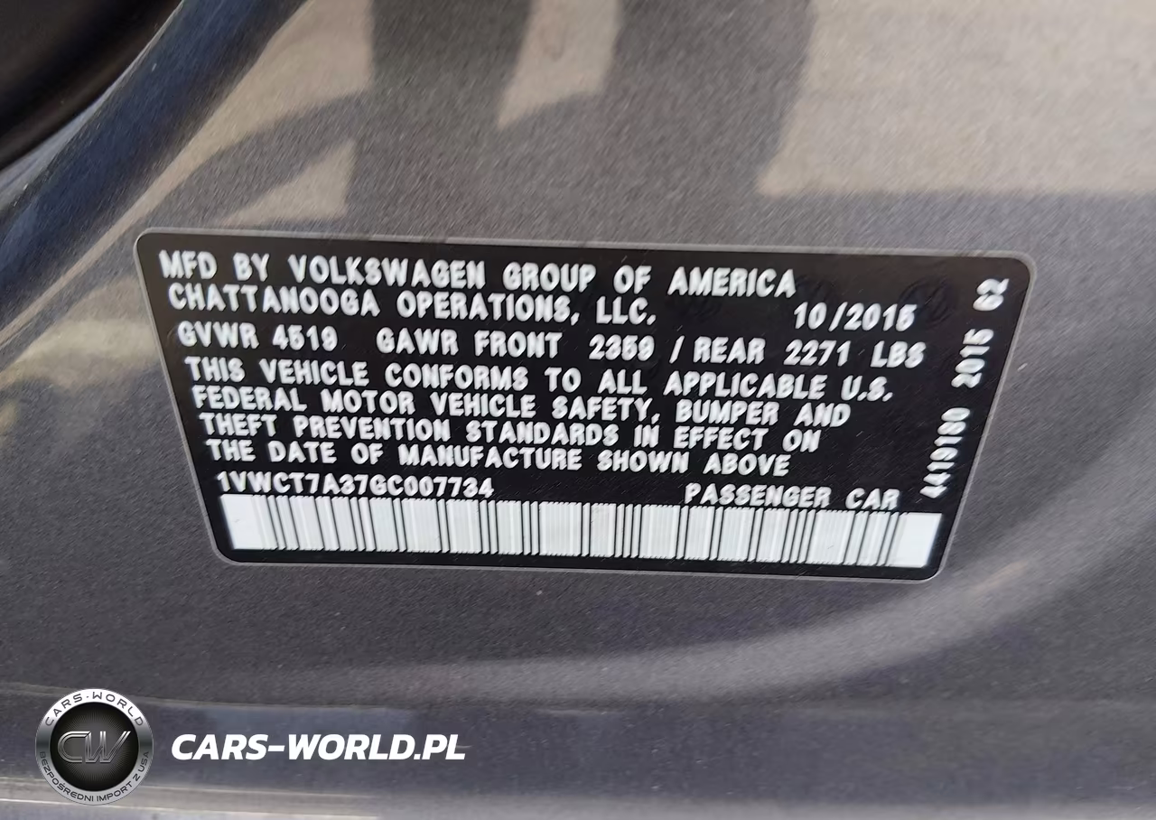 2016 Volkswagen Passat 1.8T Sel VIN:1VWCT7A37GC007734 - 9