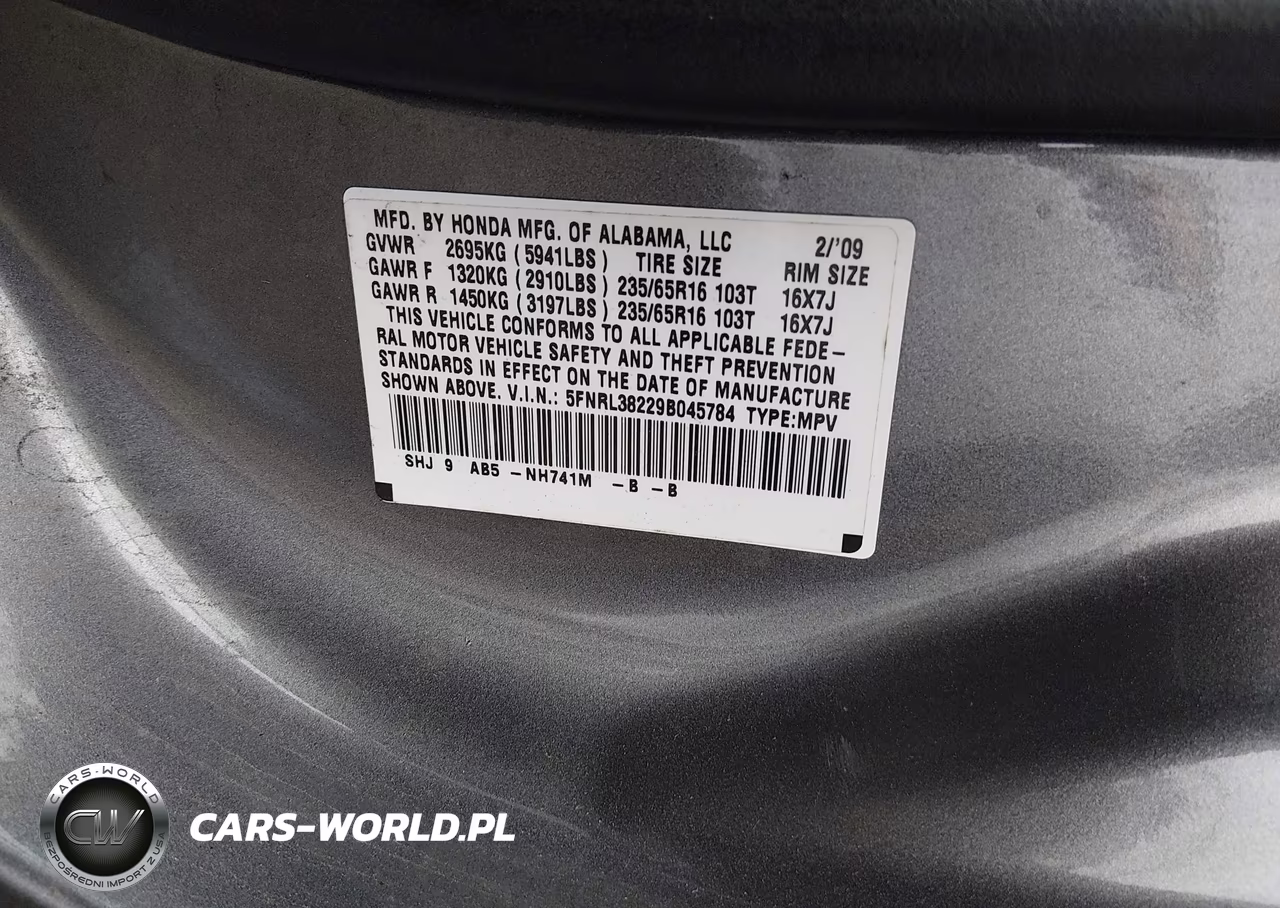 2009 Honda Odyssey Lx VIN:5FNRL38229B045784 - 9