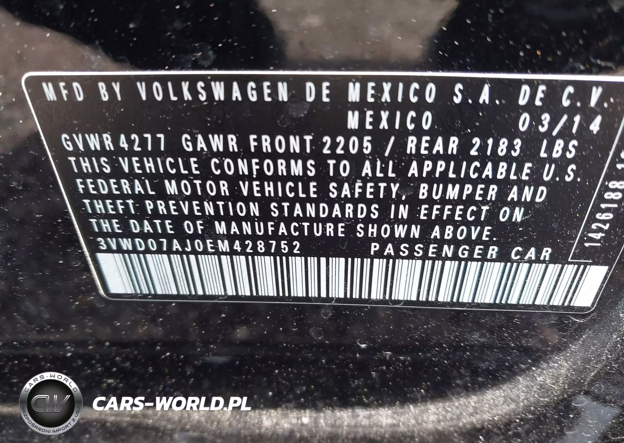 2014 Volkswagen Jetta 1.8T Se VIN:3VWD07AJ0EM428752 - 9