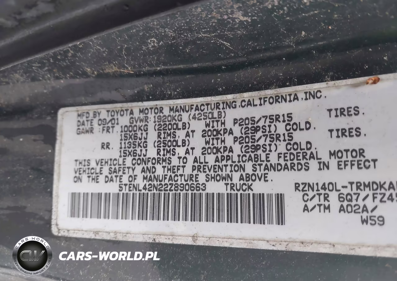 2002 Toyota Tacoma VIN:5TENL42N22Z890663 - 9
