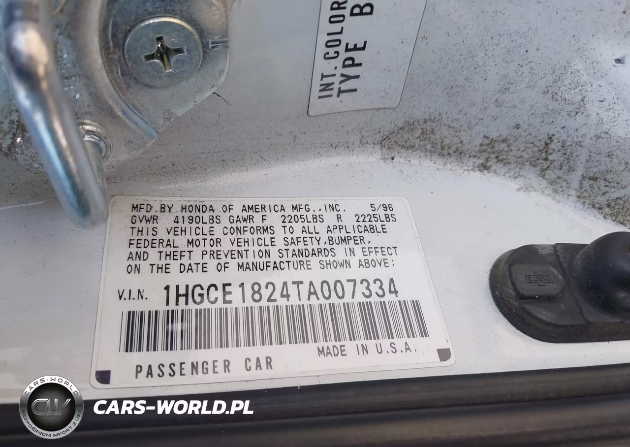 1996 Honda Accord Lx VIN:1HGCE1824TA007334 - 9