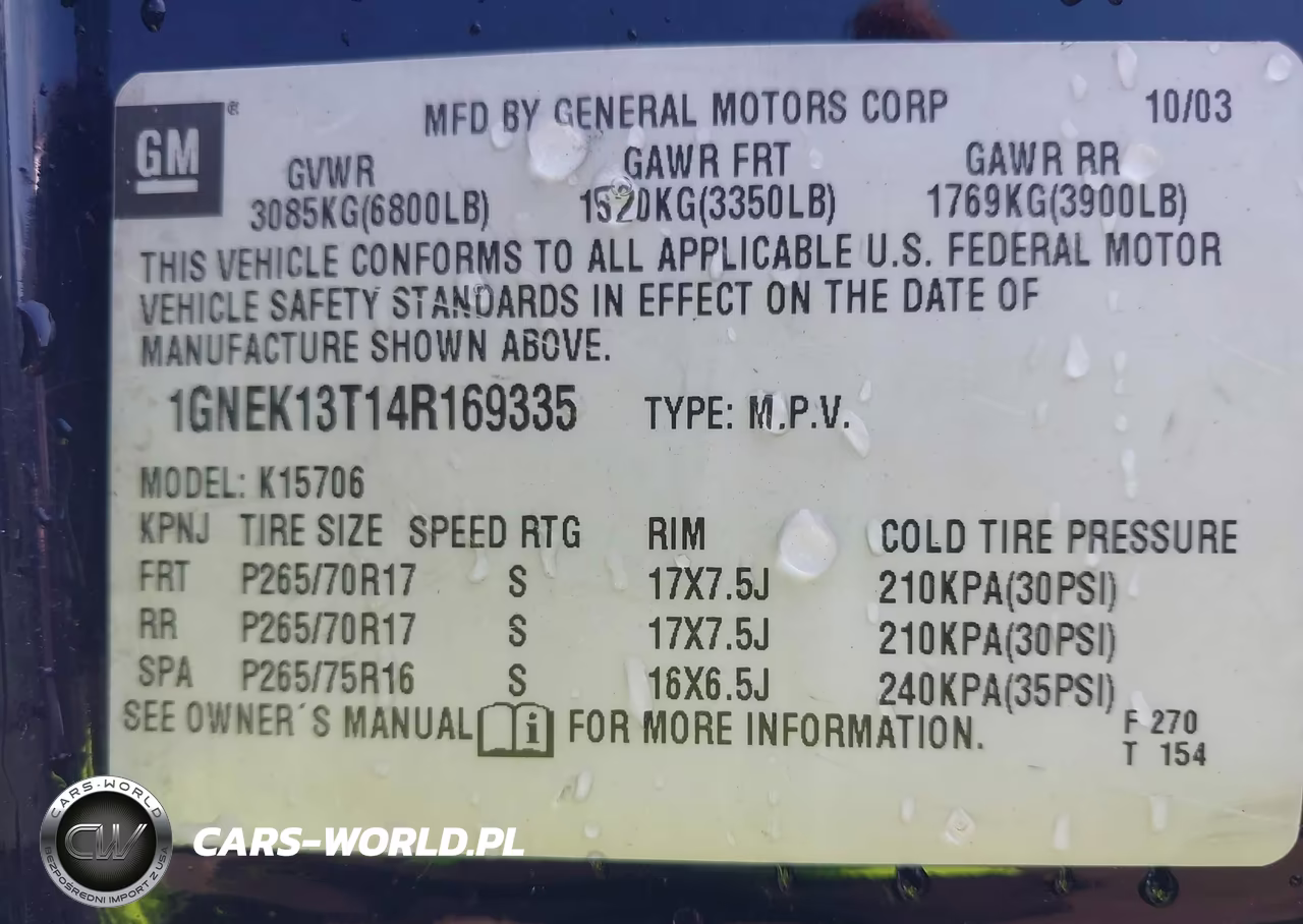 2004 Chevrolet Tahoe Z71 VIN:1GNEK13T14R169335 - 9