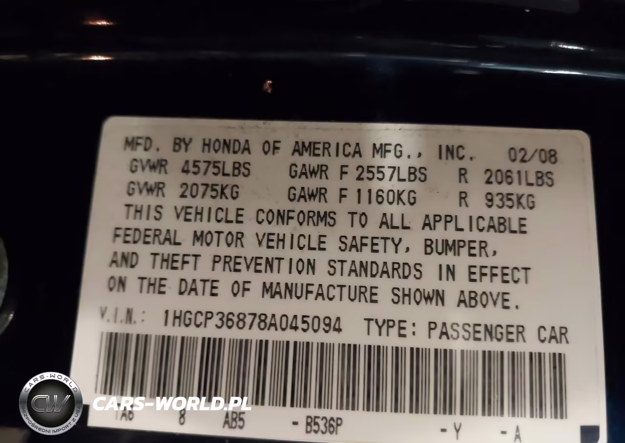 2008 Honda Accord 3.5 Ex-L VIN:1HGCP36878A045094 - 9