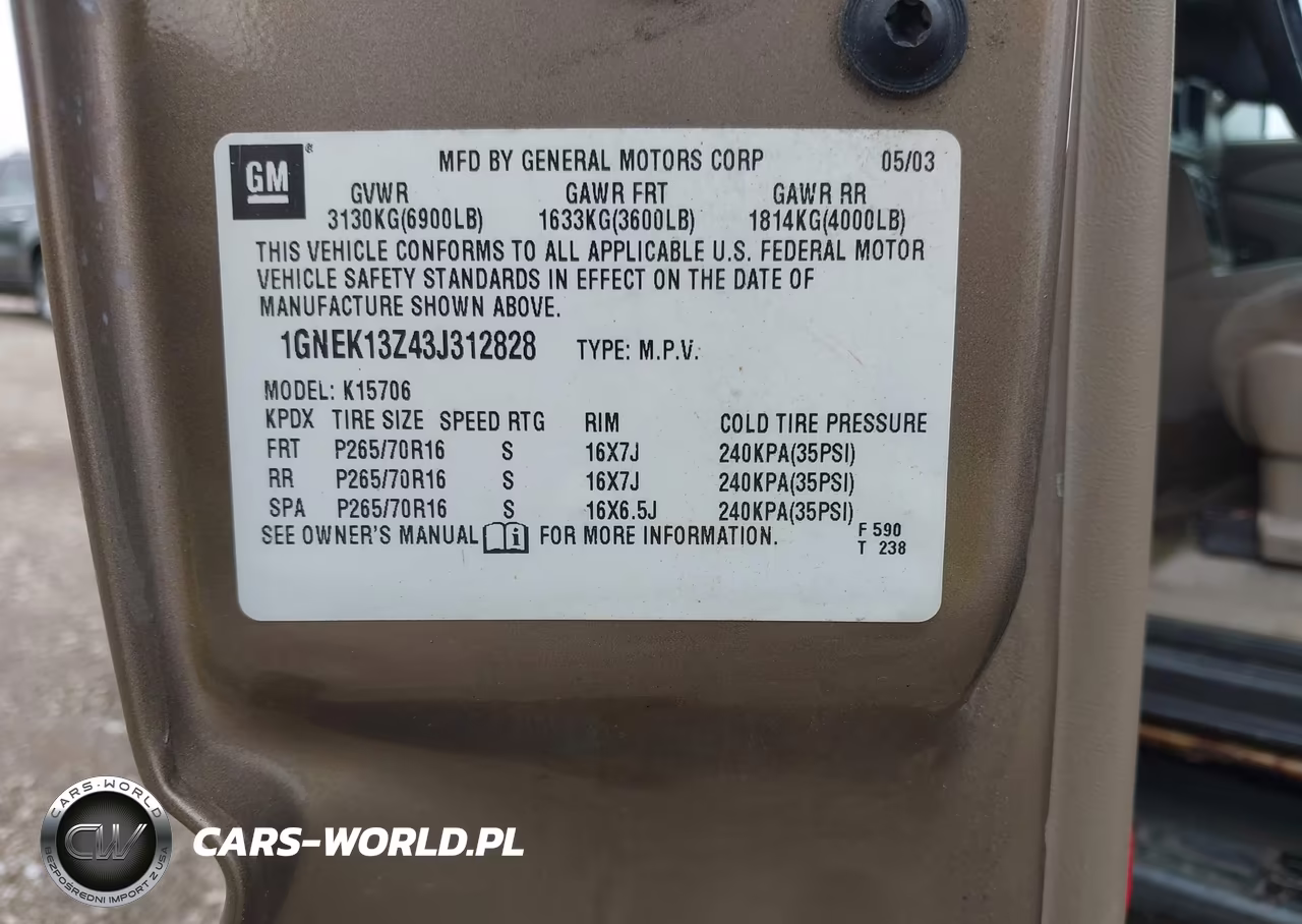 2003 Chevrolet Tahoe Ls VIN:1GNEK13Z43J312828 - 9