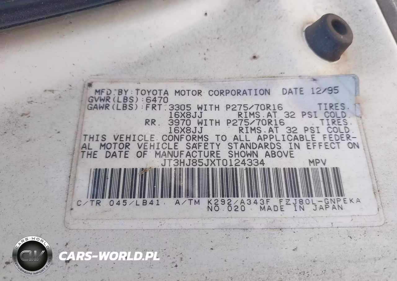 1996 Toyota Land Cruiser Hj85 VIN:JT3HJ85JXT0124334 - 9