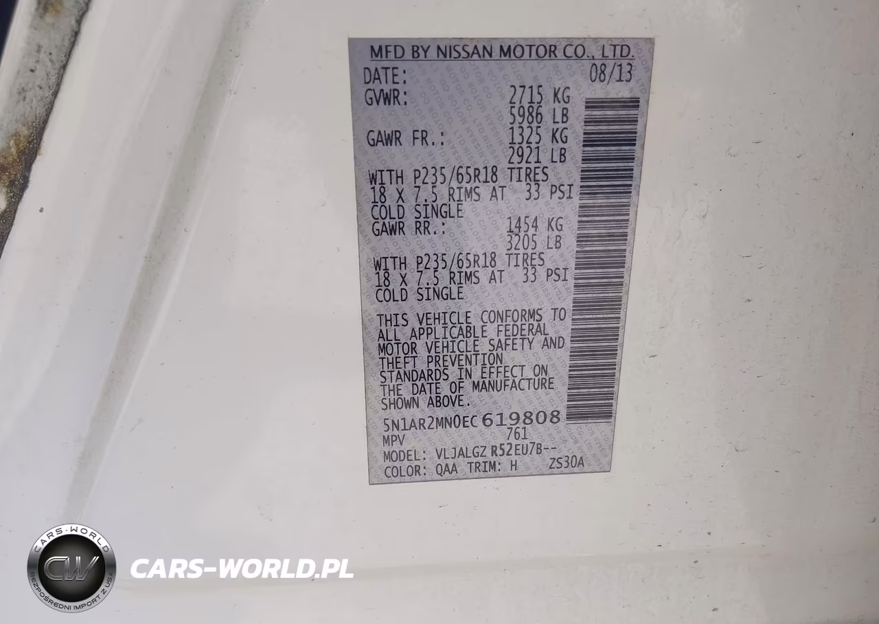 2014 Nissan Pathfinder Sl VIN:5N1AR2MN0EC619808 - 9