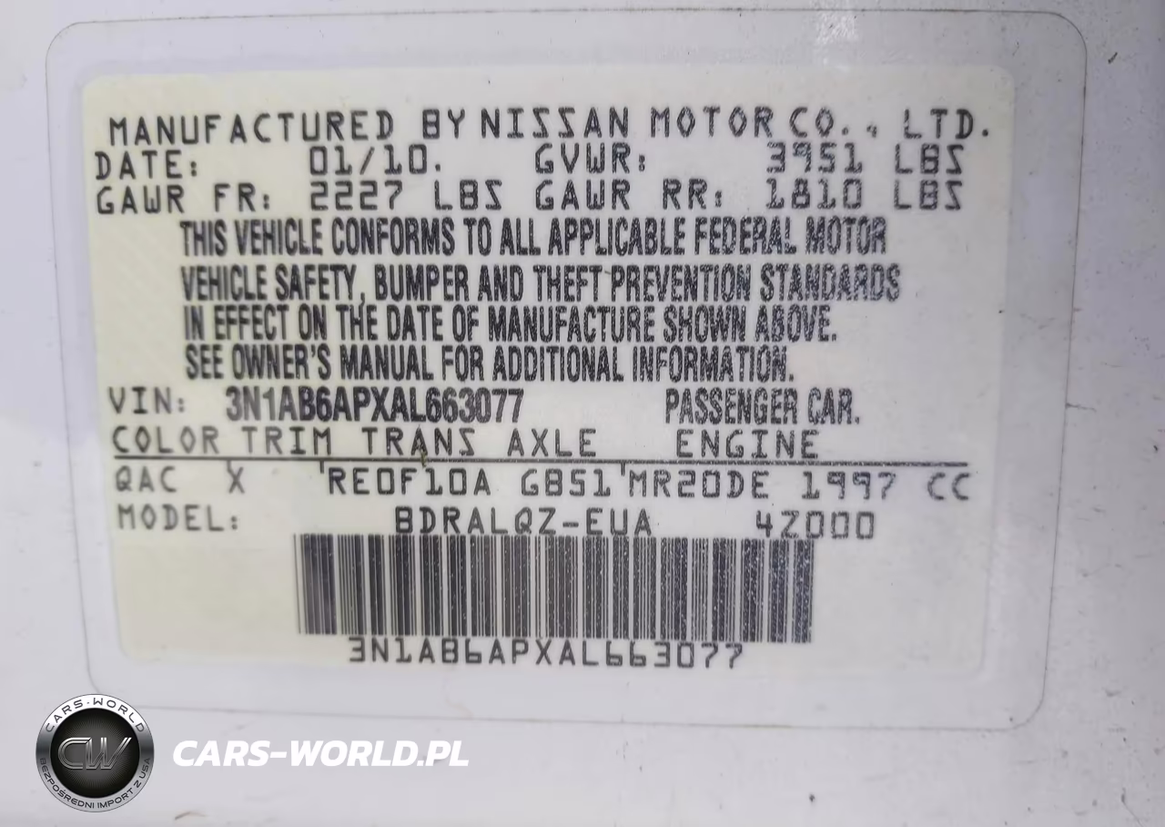 2010 Nissan Sentra 2.0 VIN:3N1AB6APXAL663077 - 9