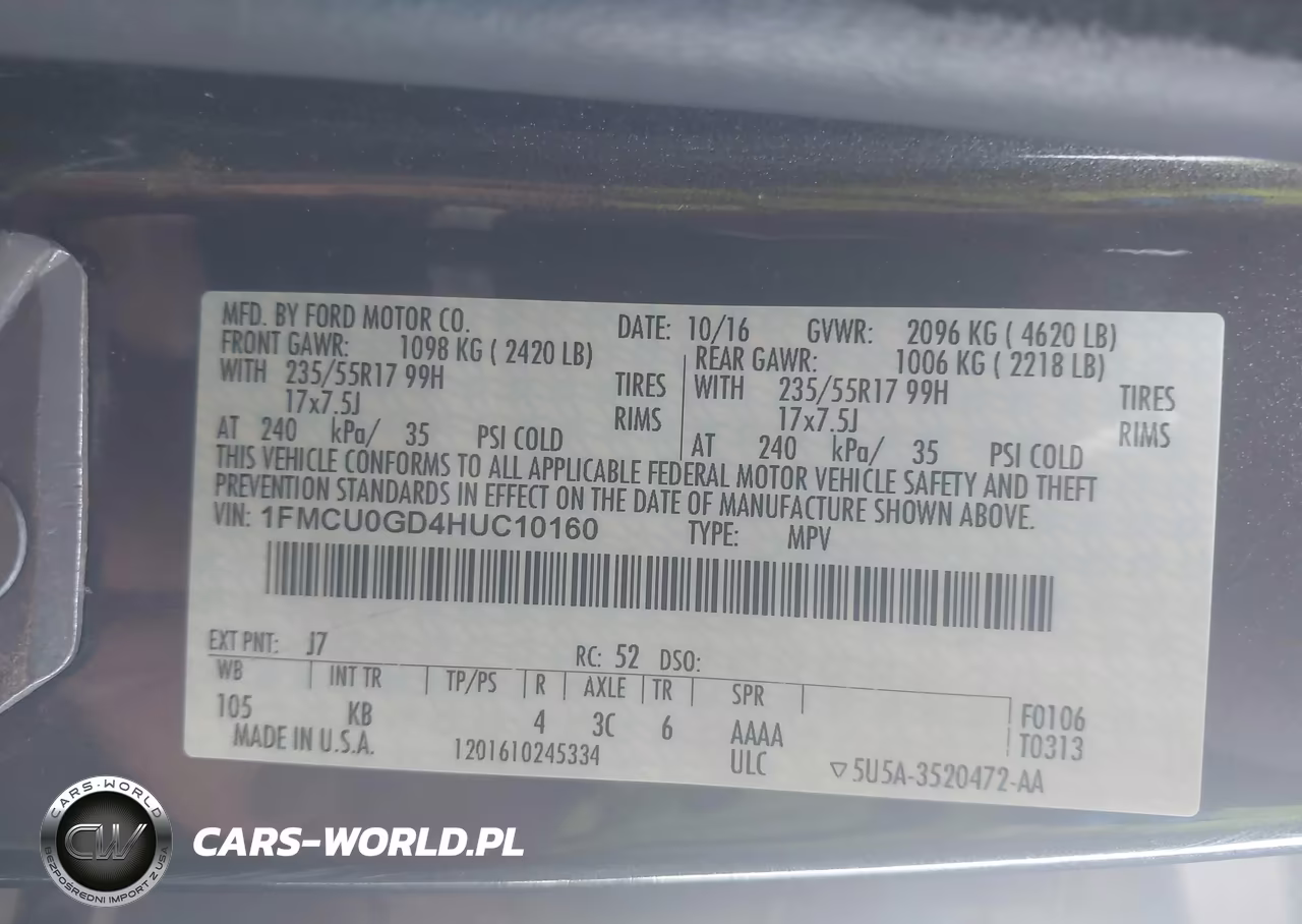 2017 Ford Escape Se VIN:1FMCU0GD4HUC10160 - 9