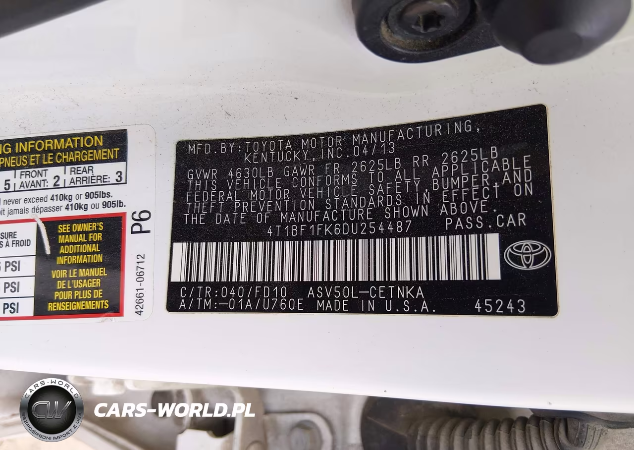 2013 Toyota Camry Le VIN:4T1BF1FK6DU254487 - 9
