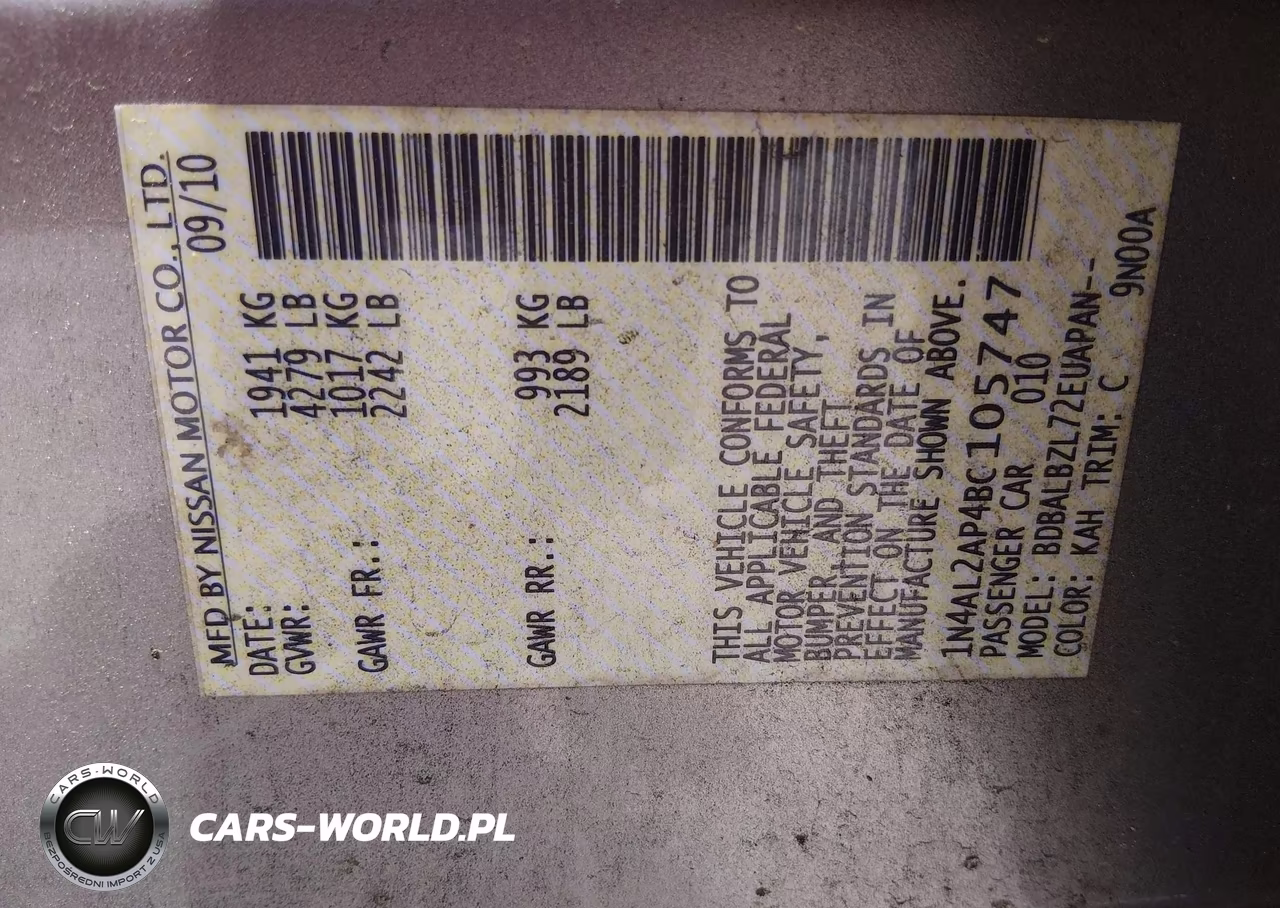 2011 Nissan Altima 2.5 S VIN:1N4AL2AP4BC105747 - 9