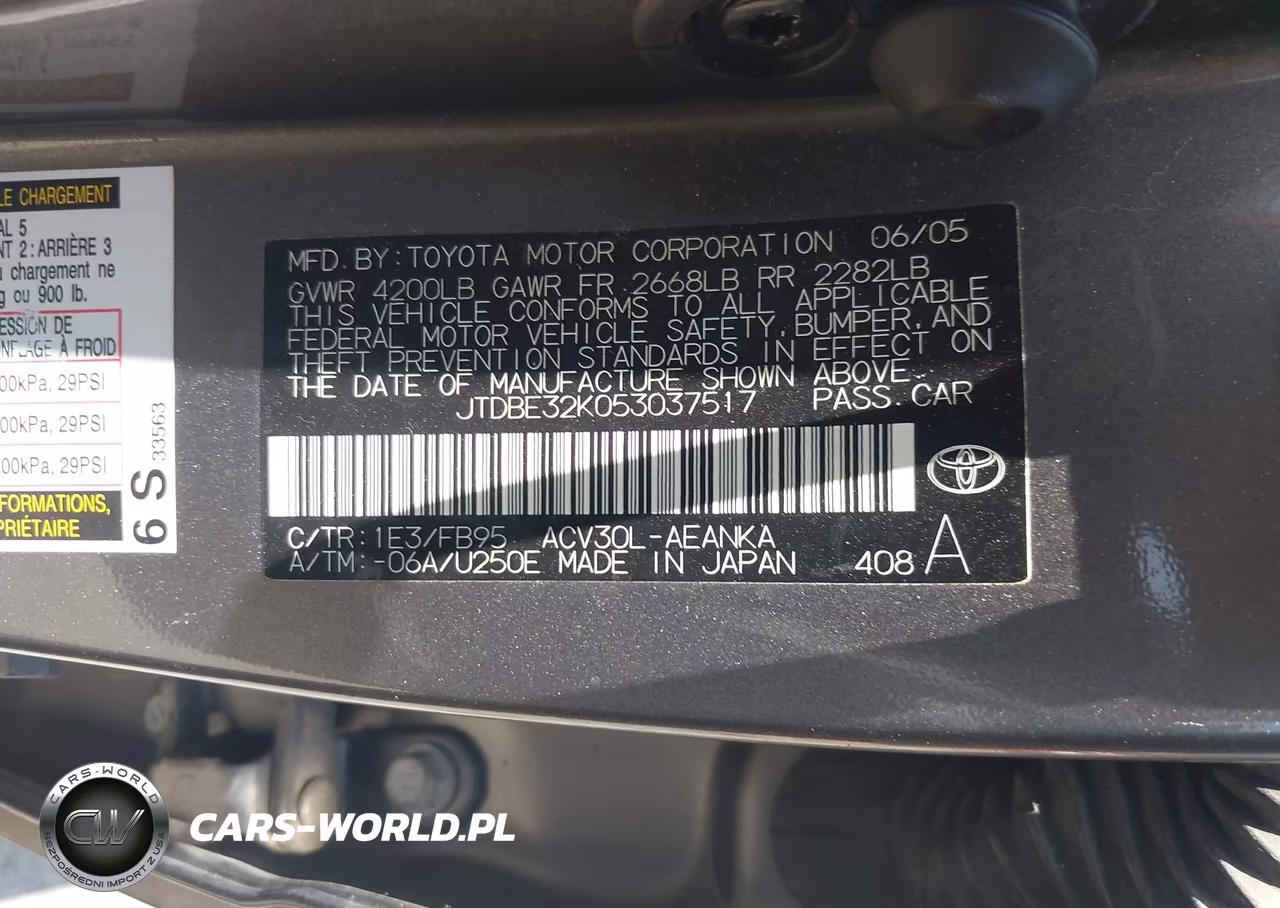 2005 Toyota Camry Le VIN:JTDBE32K053037517 - 9