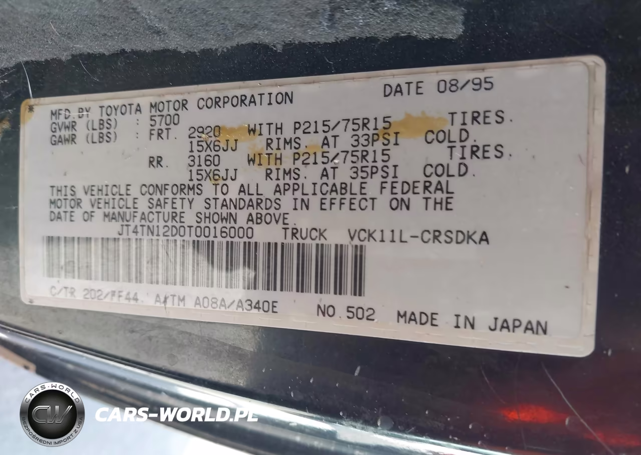 1996 Toyota T100 Xtracab VIN:JT4TN12D0T0016000 - 9