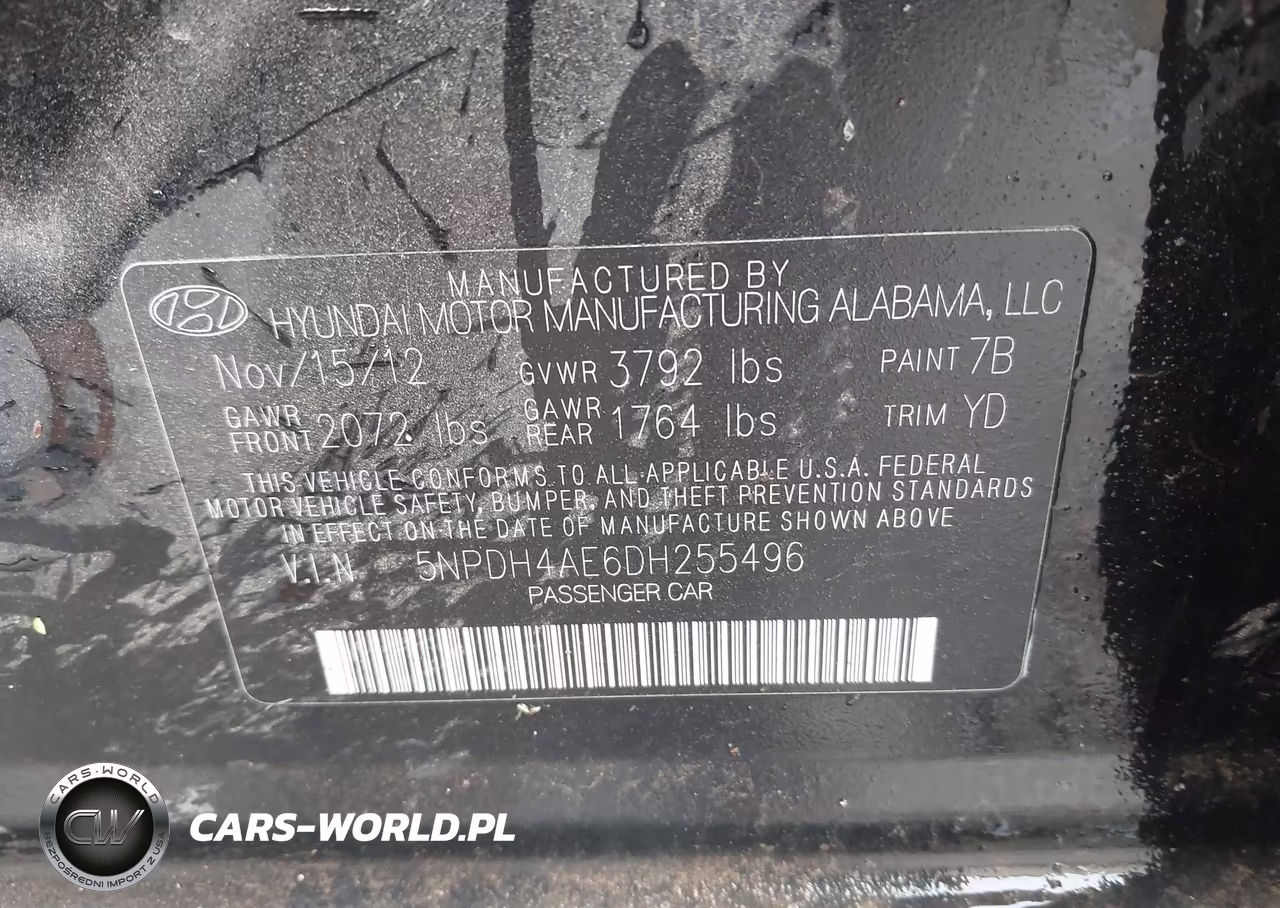 2013 Hyundai Elantra Gls VIN:5NPDH4AE6DH255496 - 9