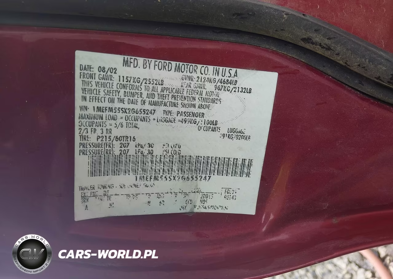 2002 Mercury Sable Ls Premium VIN:1MEFM55SX2G655247 - 9