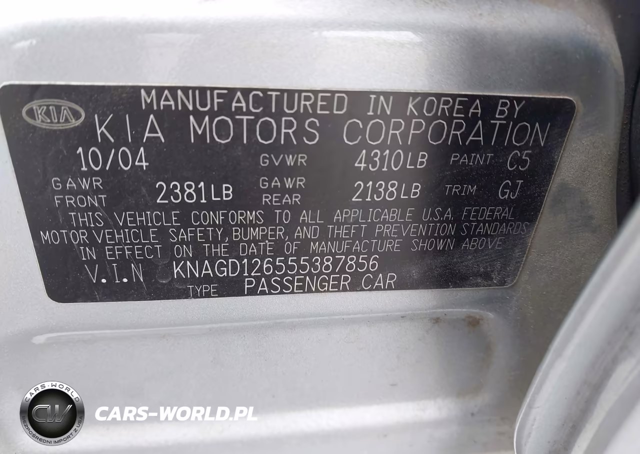 2005 Kia Optima Ex-Lx VIN:KNAGD126555387856 - 9