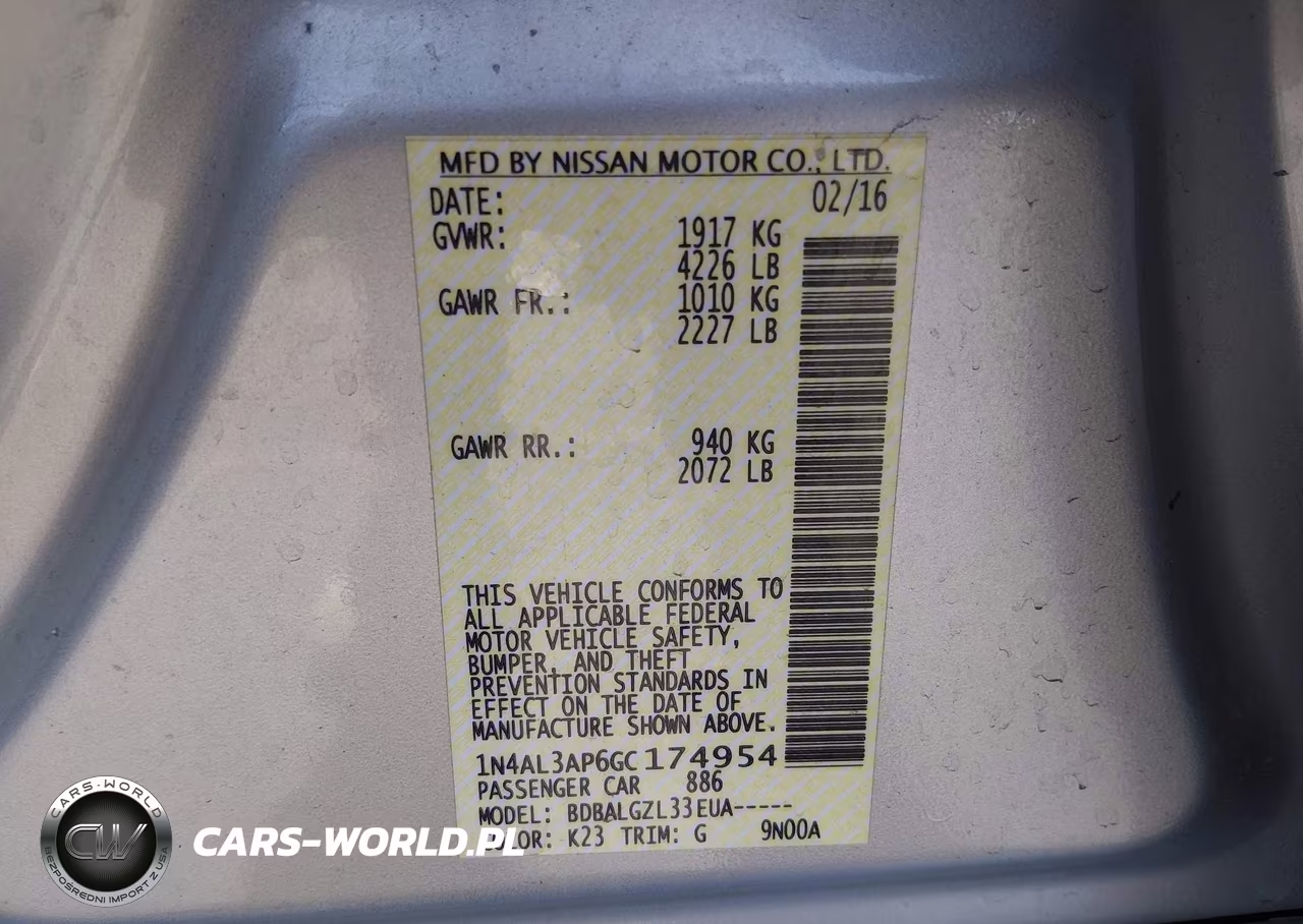 2016 Nissan Altima 2.5-2.5 S-2.5 Sl-2.5 Sr-2.5 Sv VIN:1N4AL3AP6GC174954 - 9